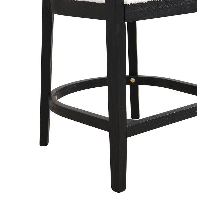 Christopher Knight Home Timel Upholstered 25.25" Rubberwood Counter Stools with Footrest (Set of 2)