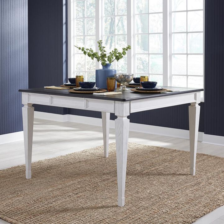 Liberty Furniture Allyson Park Counter Height Leg Table in Wirebrushed White w/ Charcoal Top