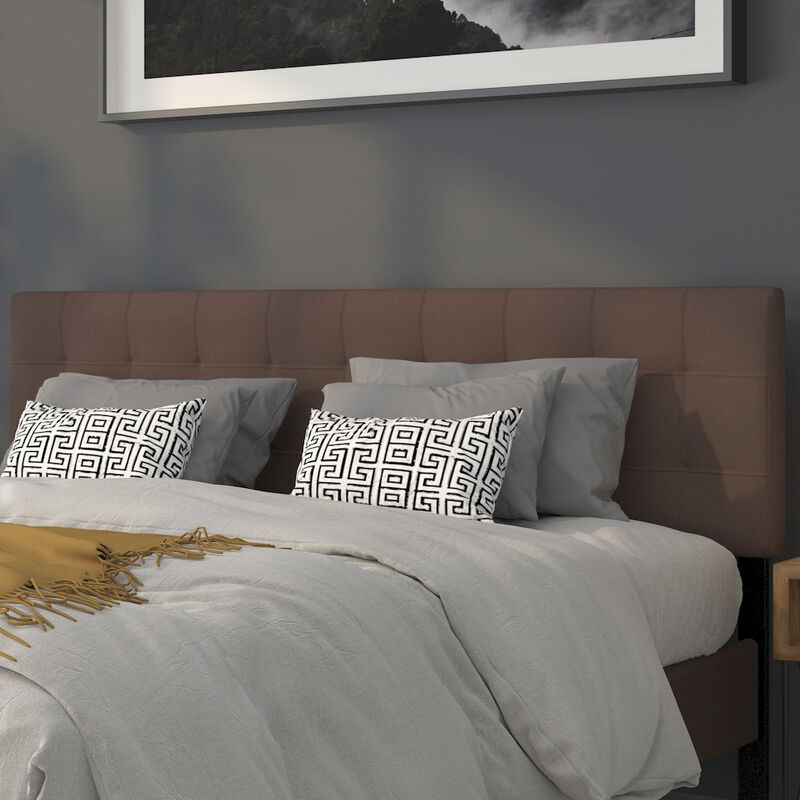 Flash Furniture Tufted Upholstered King Size Headboard in Dark Brown Fabric image number 5