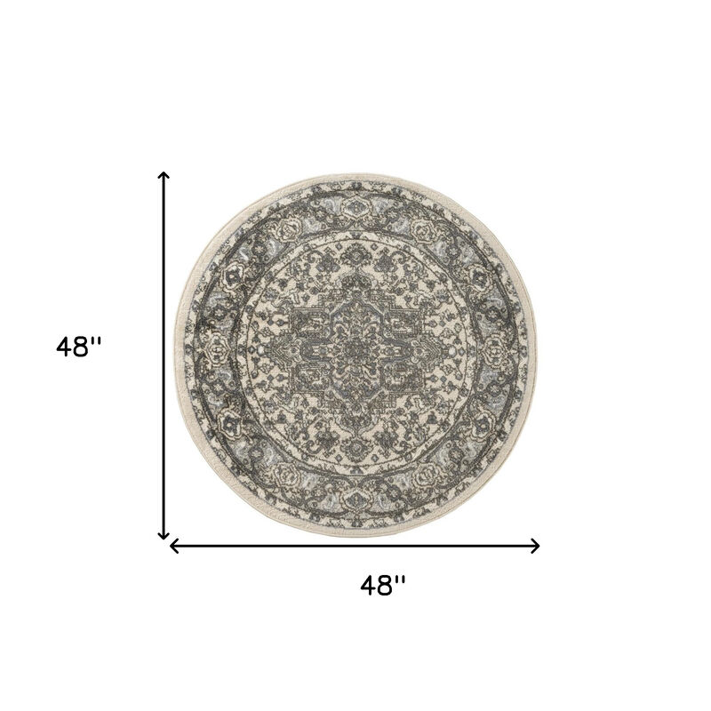 HomeRoots Floral Power Loom Round Rug image number 3