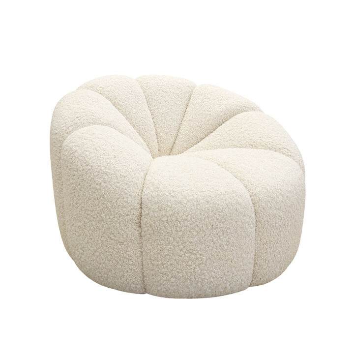 Pasargad Home Pompeii Upholstered Swivel Base Loungechair, Cream