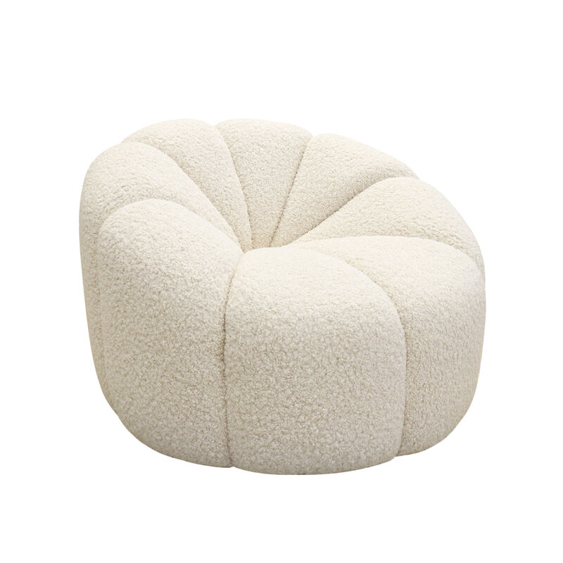 Pasargad Home Pompeii Upholstered Swivel Base Loungechair, Cream