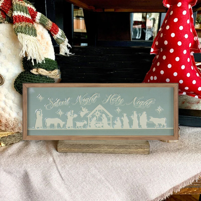 Framed Silent Night Wall Sign for Festive Seasonal Display