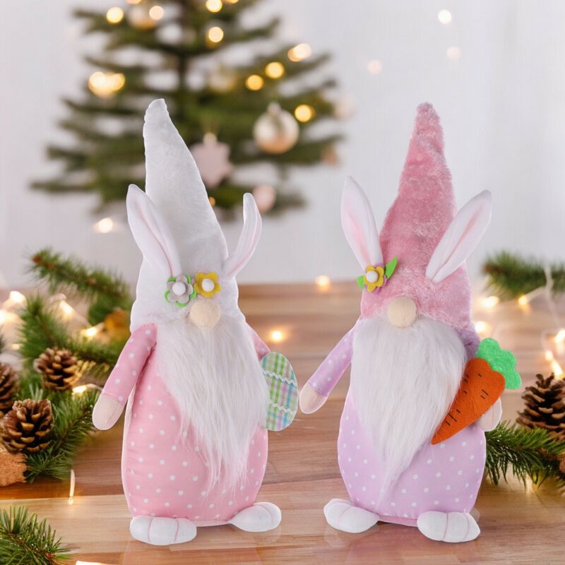 Fabric Easter Gnome Figurines Set of 2 for Seasonal Decorations