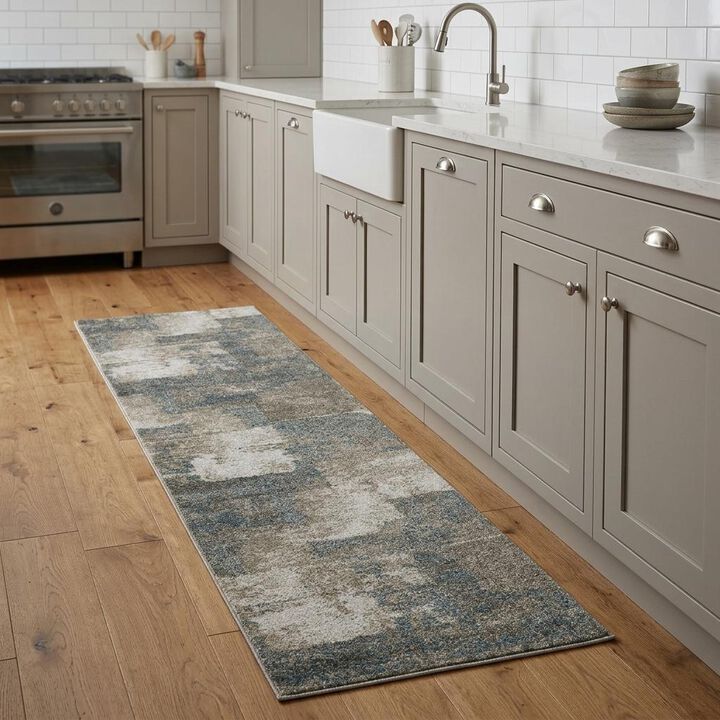 HomeRoots Geometric Distressed Runner Rug