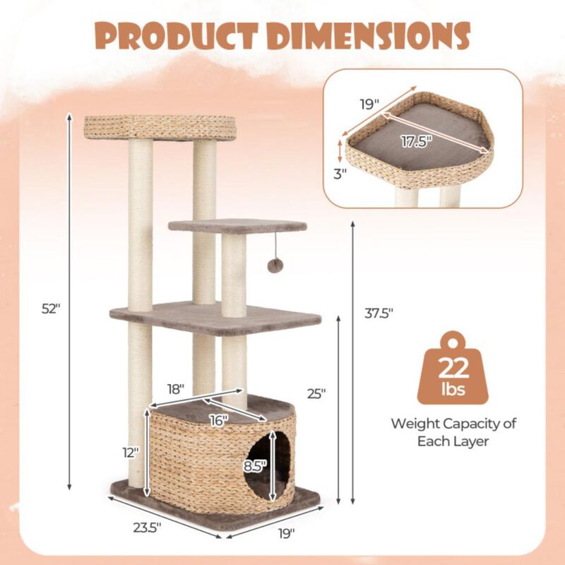 Hivvago 4-Layer Cat Tower with Scratching Posts Condo and Washable Cushions