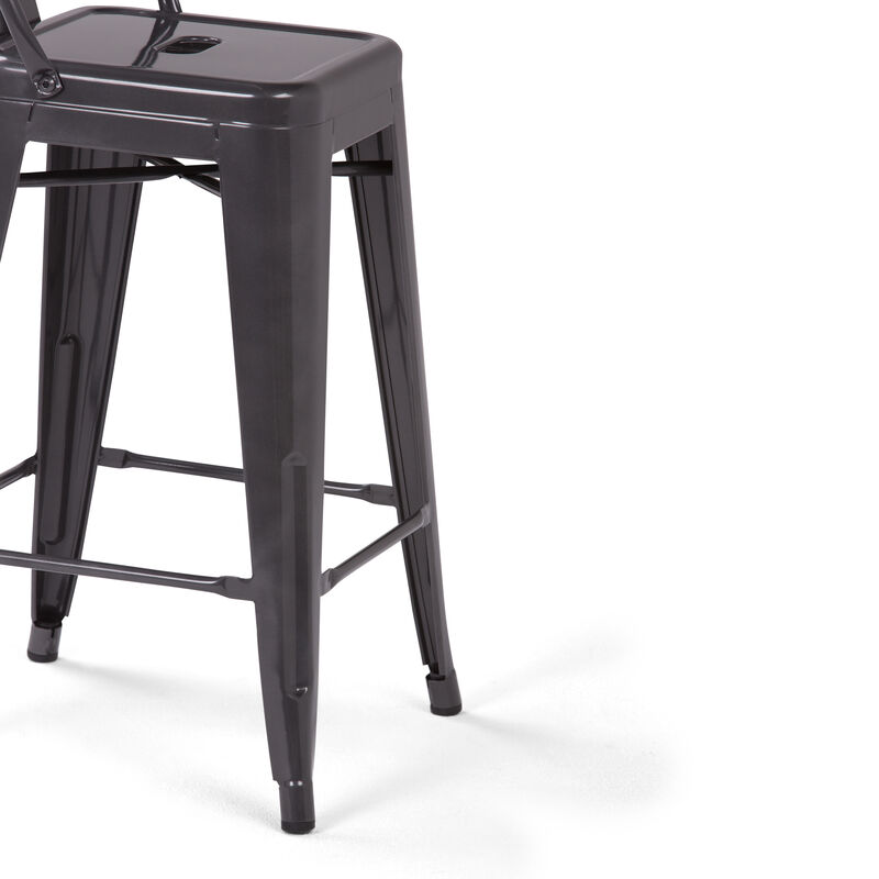 Rayne Industrial Metal 24 inch Counter Height Stool (Set of 2) in Grey