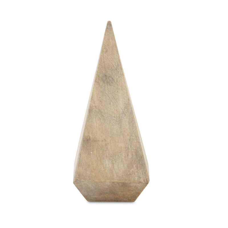HomeRoots 6" Natural Solid Wood Pyramid Decorative Sculpture image number 0