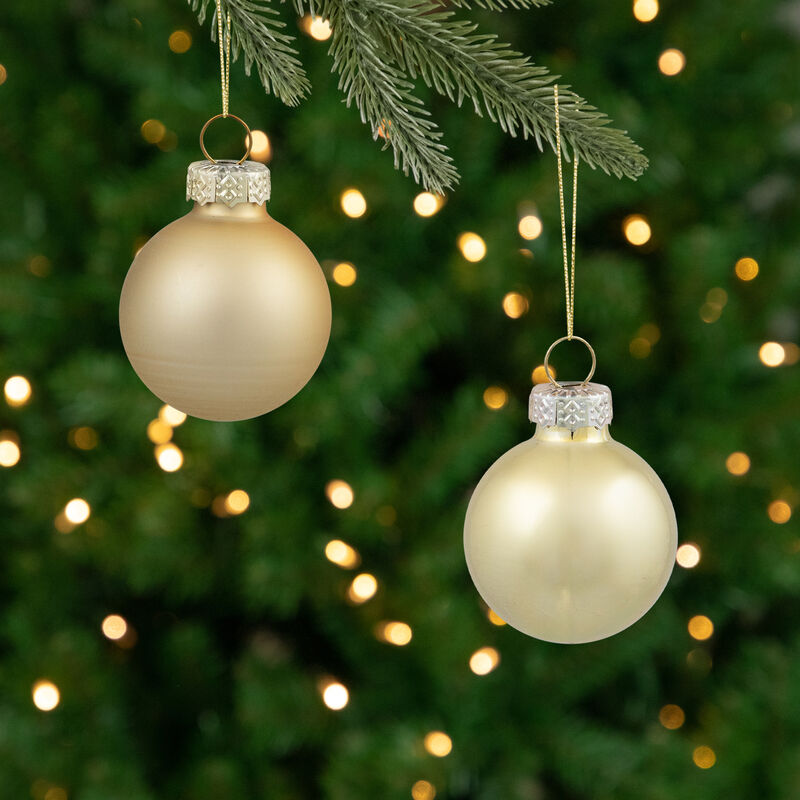 2-Finish Glass Christmas Ball Ornaments - 1", 1.25" and 2.5" - (60mm) - Gold - 40ct image number 3