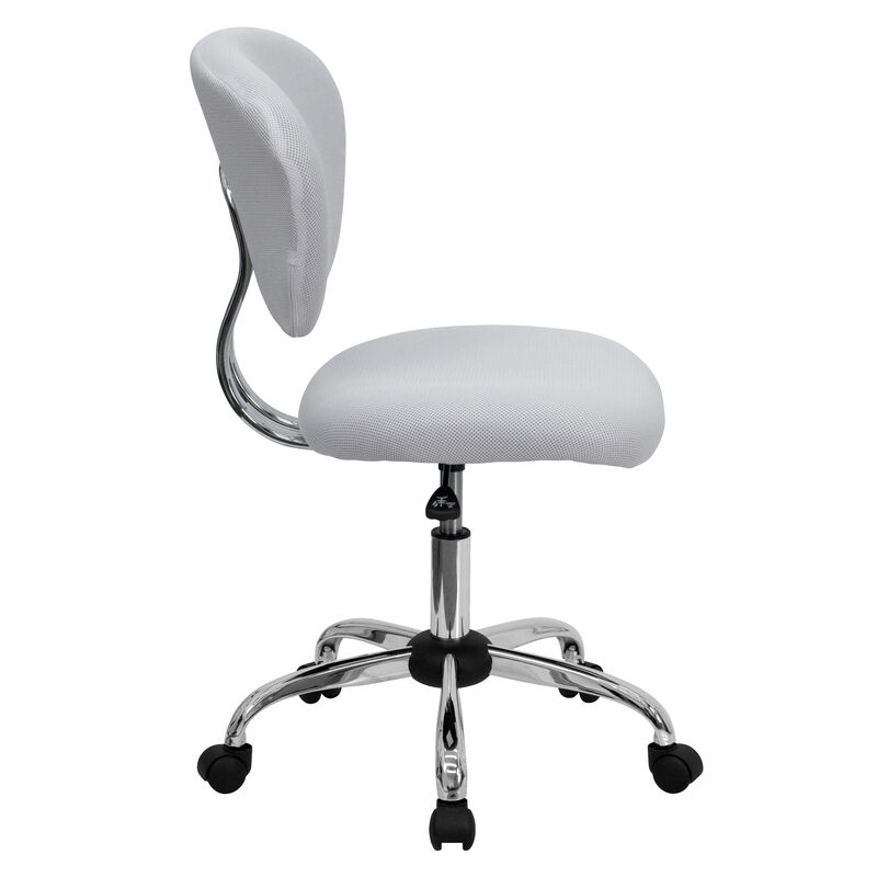 Beverly Mid-Back White Mesh Padded Swivel Task Office Chair with Chrome Base image number 7