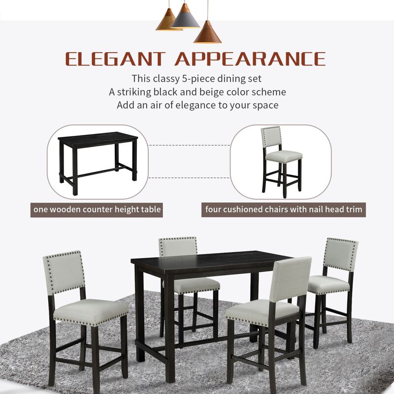 Moprub 5‑Piece Counter Height Dining Set image number 5