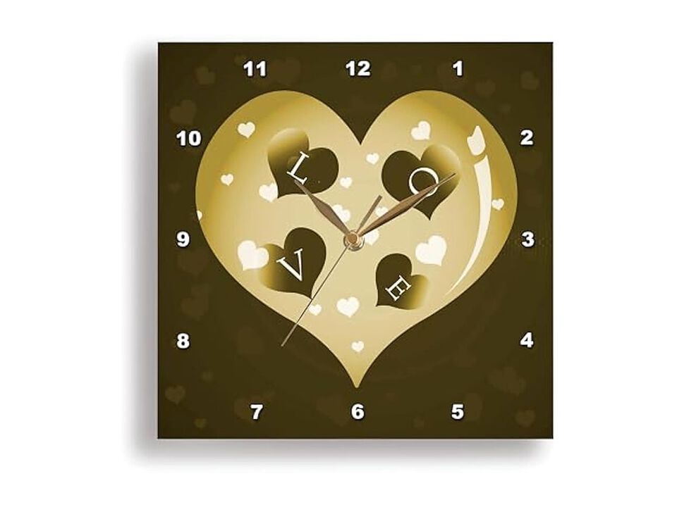 Tan Heart Smaller Spell Love Wall Clock 15 Inch Home Decor