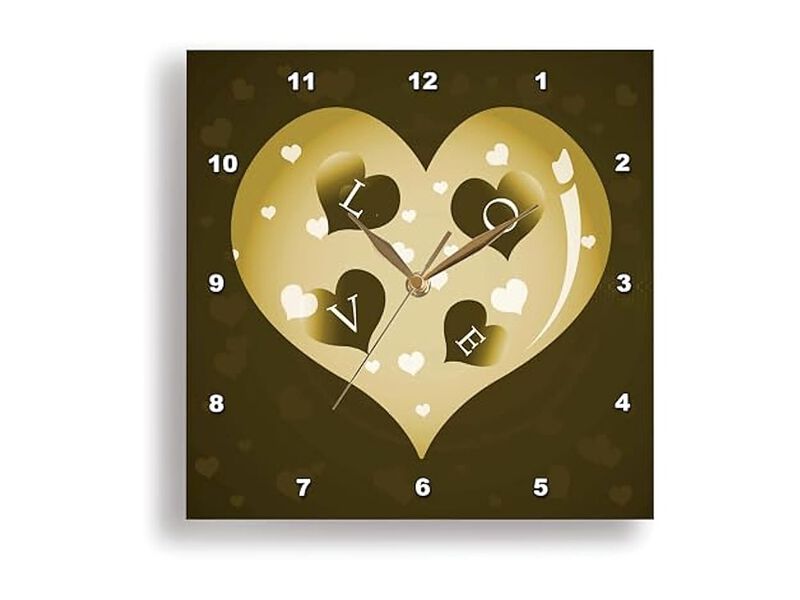 Tan Heart Smaller Spell Love Wall Clock 15 Inch Home Decor image number 1