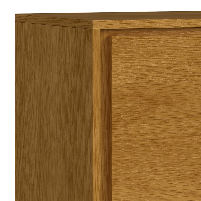 Lowry SOLID WOOD and Metal 39 inch Wide Modern Industrial Medium Storage Cabinet in Oak Veneer