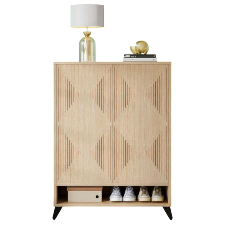 Entryway Natural Shoe Cabinet For Storage