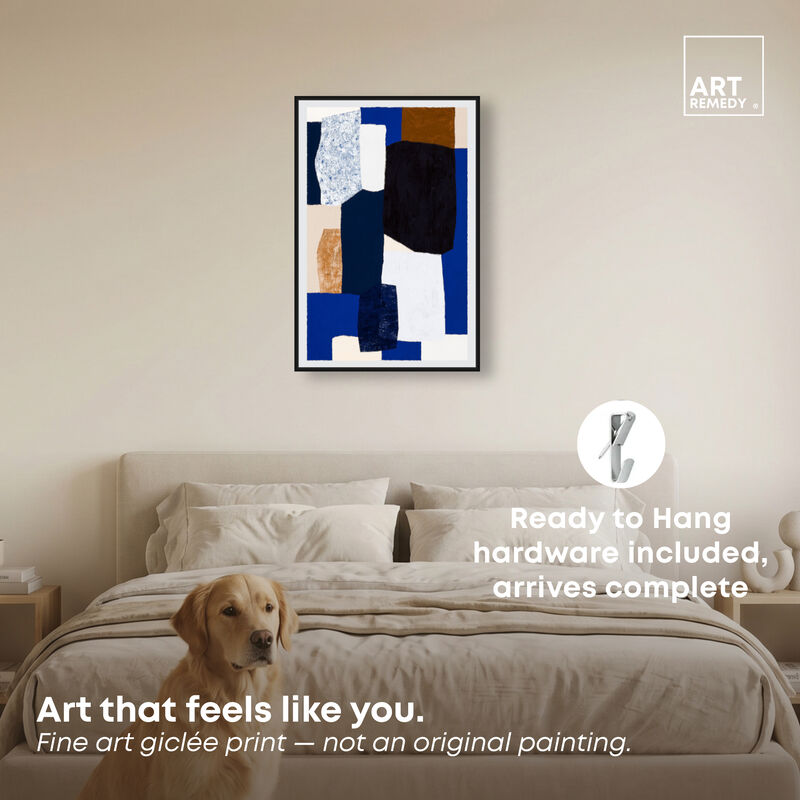 Deep Navy Abstract Canvas Print by Art Remedy image number 1