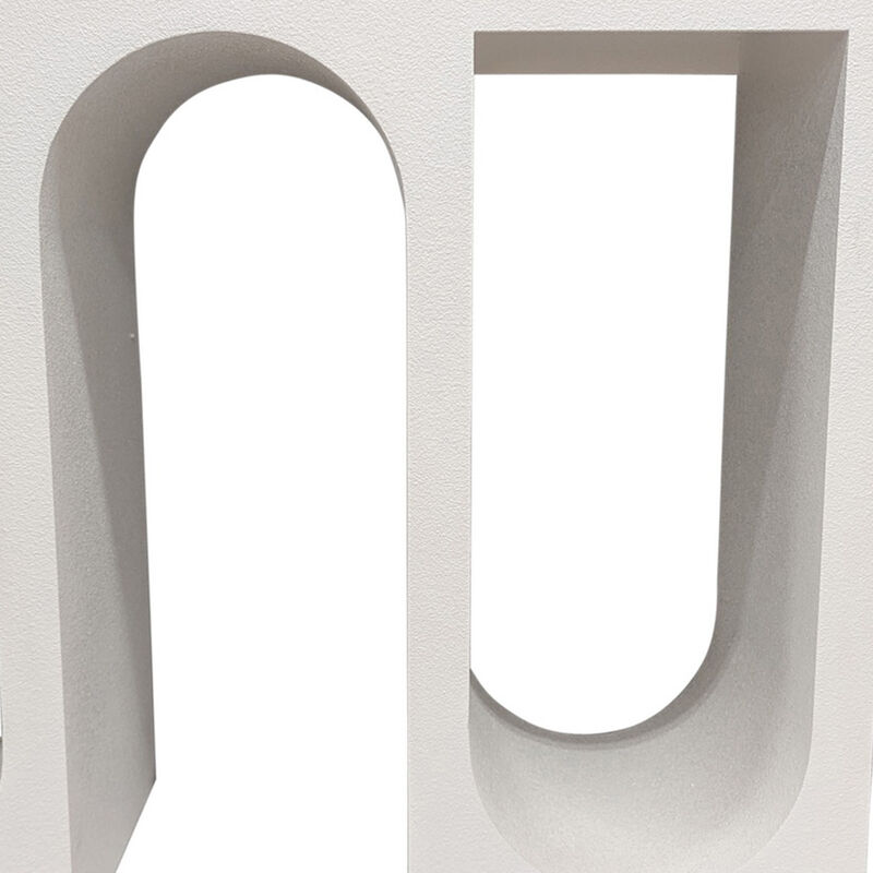 Rectangular Console Table with Wavelike Base, 54 Inch White Wood