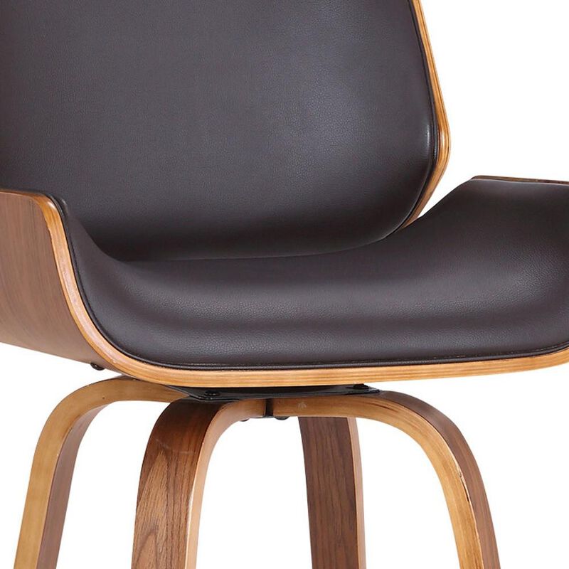 Hivvago 26 Inch Brown Solid Wood Swivel Low Back Counter Height Bar Chair