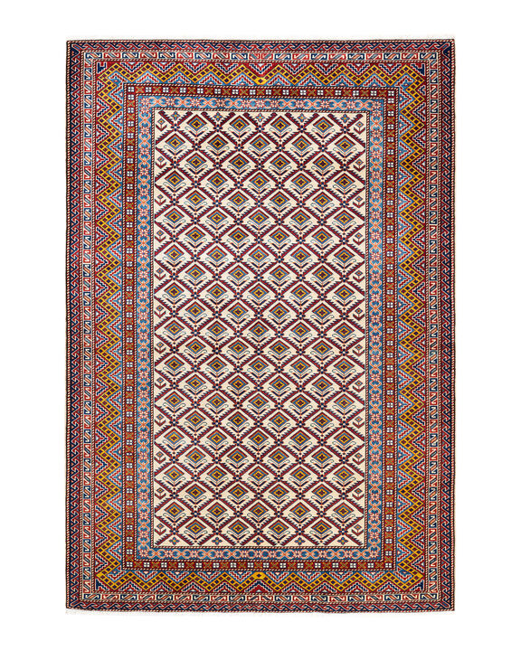Tribal, One-of-a-Kind Hand-Knotted Area Rug  - Ivory, 4' 10" x 7' 3"
