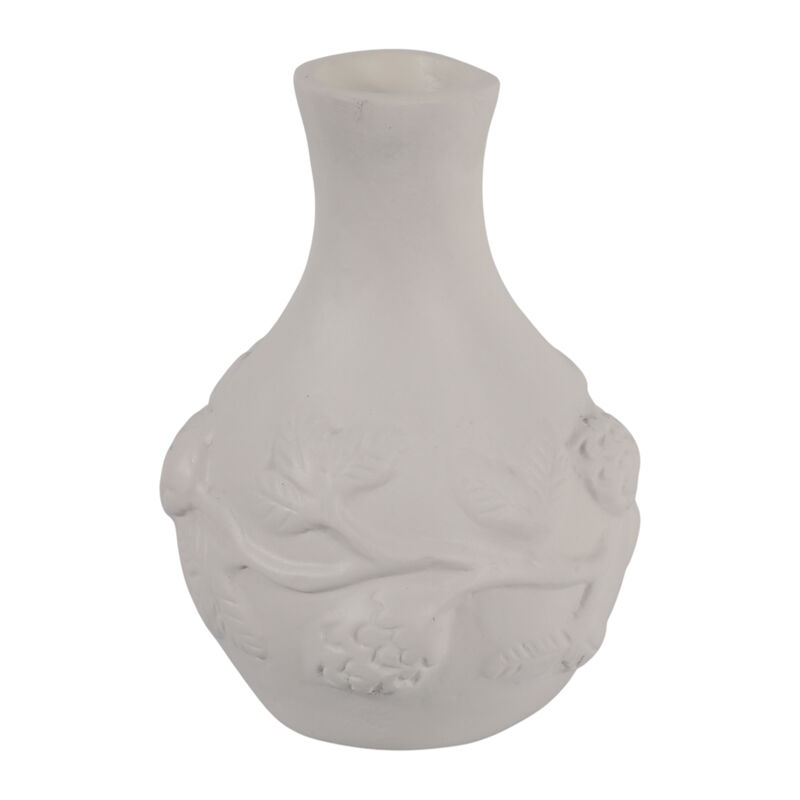 10x8" Embossed Italia Paper Mache Vase, Ivory image number 3