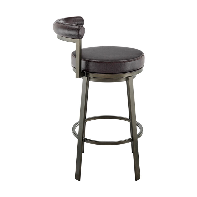 Neura Swivel or Stool in Black Finish with Grey Faux Leather
