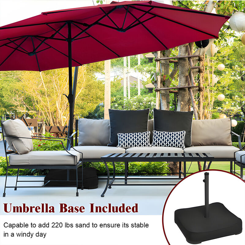 Extra Large Patio Double Sided Umbrella with Crank and Base image number 2