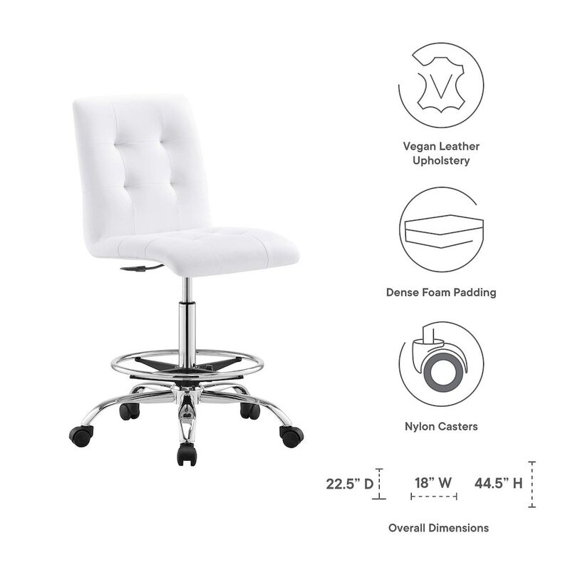 Prim Armless Vegan Leather Drafting Chair image number 1