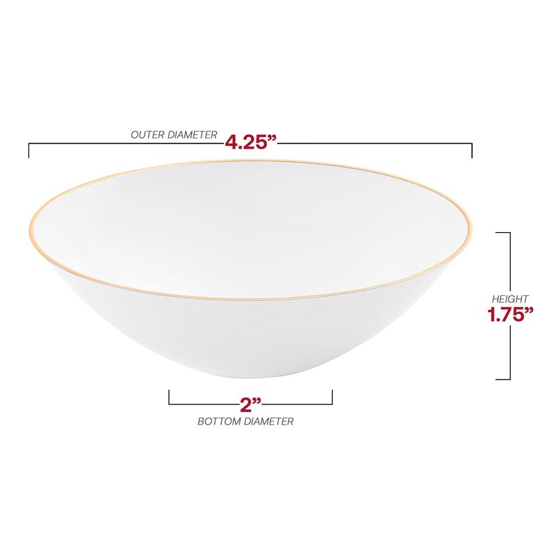 6 oz. White with Gold Rim Organic Round Plastic Dessert Bowls (120 Bowls) image number 3