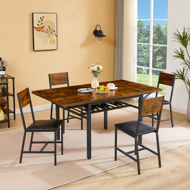Folding Dining Table, 1.2 inches thick Tabletop, for Dining Room, Living Room, Rustic Brown, 63.2" L x 35.5" W x 30.5" H