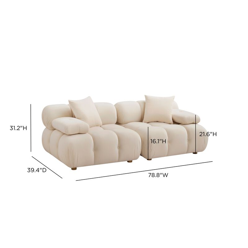 Calliope Cream Performance Velvet Modular Loveseat image number 4