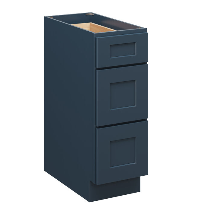 Compact 3-Drawer Base Cabinet, Soft-Close Undermount Slides for Kitchen or Bathroom Storage