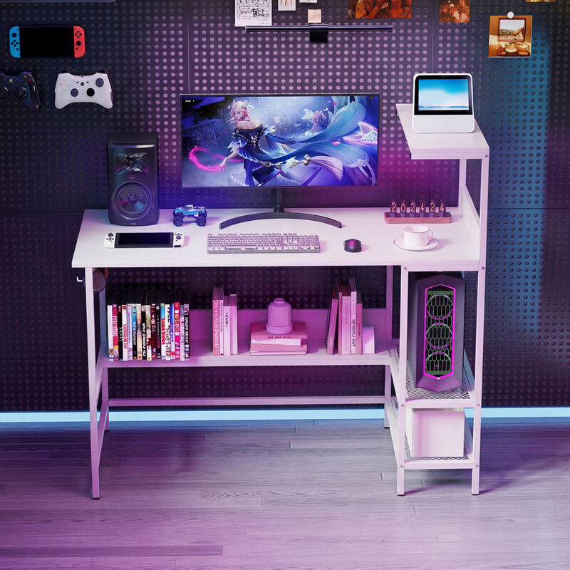 Computer Desk with Built In Power Outlets and Shelves for Home Office image number 6