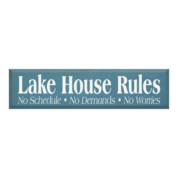 Lake House Rules Wooden Sign Rustic Cabin Cottage Wall Decor with Relaxing Quote