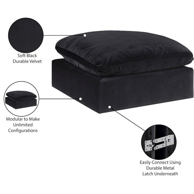 Meridian Furniture Comfy Black Velvet Modular Ottoman