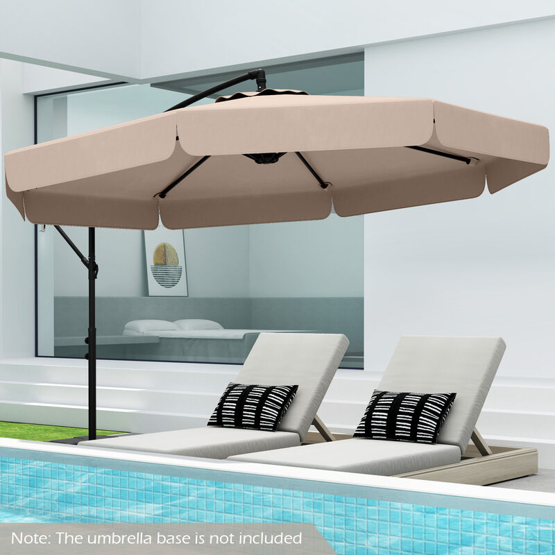 Patio Cantilever Umbrella with Cover &ndash; Tilt Adjustment & Decorative Ruffled Edge
