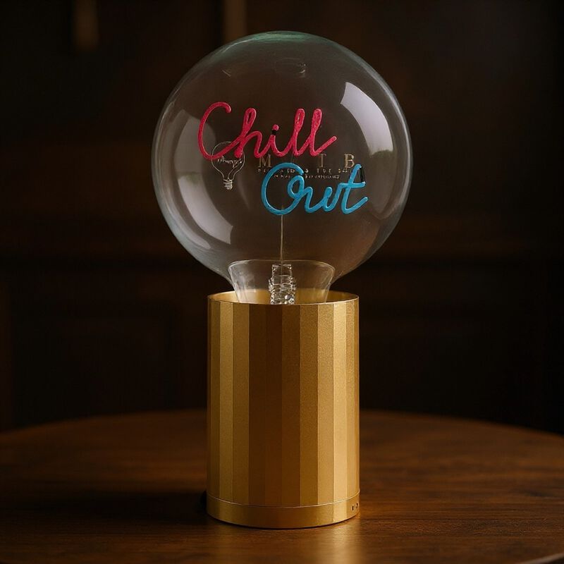 Bulb CHILL OUT Red/ Blue with Base Table Lamp PORTABLE Rose Gold image number 2