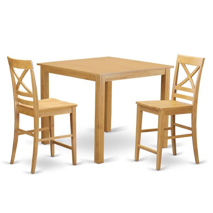 3 Pc counter height pub set - high top Table and 2 Kitchen Dining Chairs.