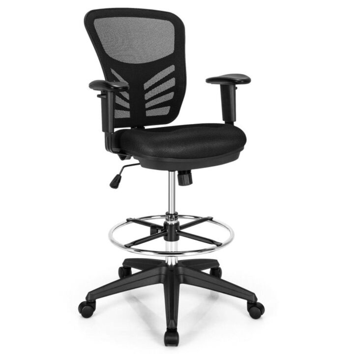 Hivvago Mesh Drafting Chair Office Chair with Adjustable Armrests and Foot-Ring
