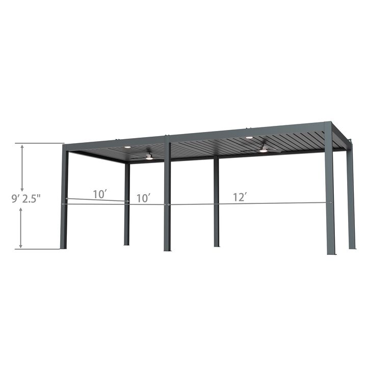 Mondawe 10'x22' Solar Premium Pergola,Smart Remote System,W/ Self-Regulating Louvers&Hidden Drainage