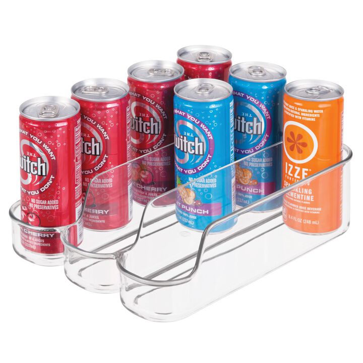 mDesign Tall Skinny Soda/Pop Organizer, 3 Compartments - Clear