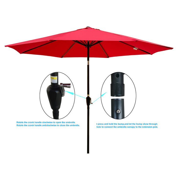 Streamdale 10FT Outdoor Patio Umbrella, Red, Tilt, Crank