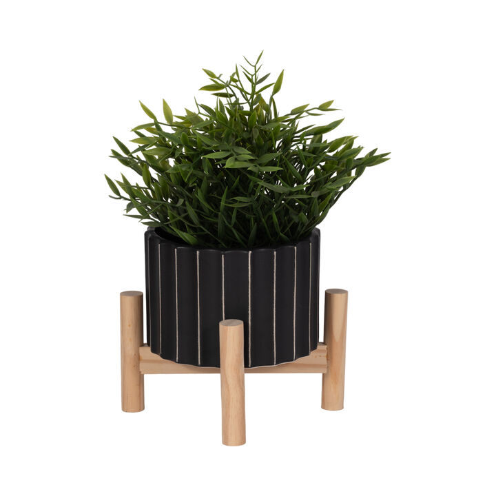 6" Ceramic Fluted Planter W/
