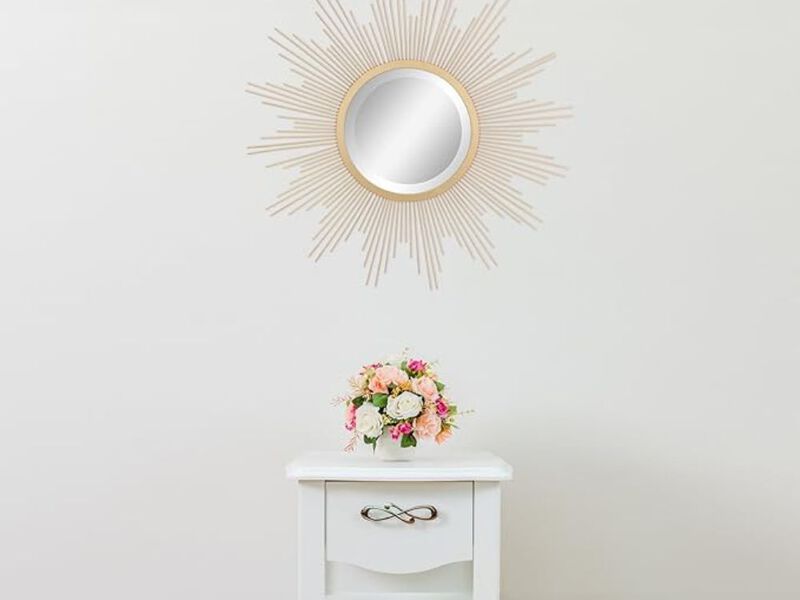 23" Gold Starburst Mirror &ndash; Antique Metal Wall Accent Decor
