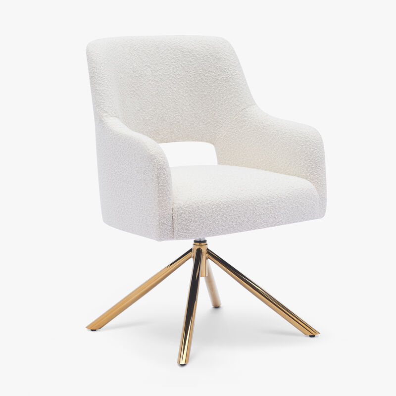 WestinTrends Genevieve Mid-Century Modern Wide Boucle Swivel Accent Arm Chair