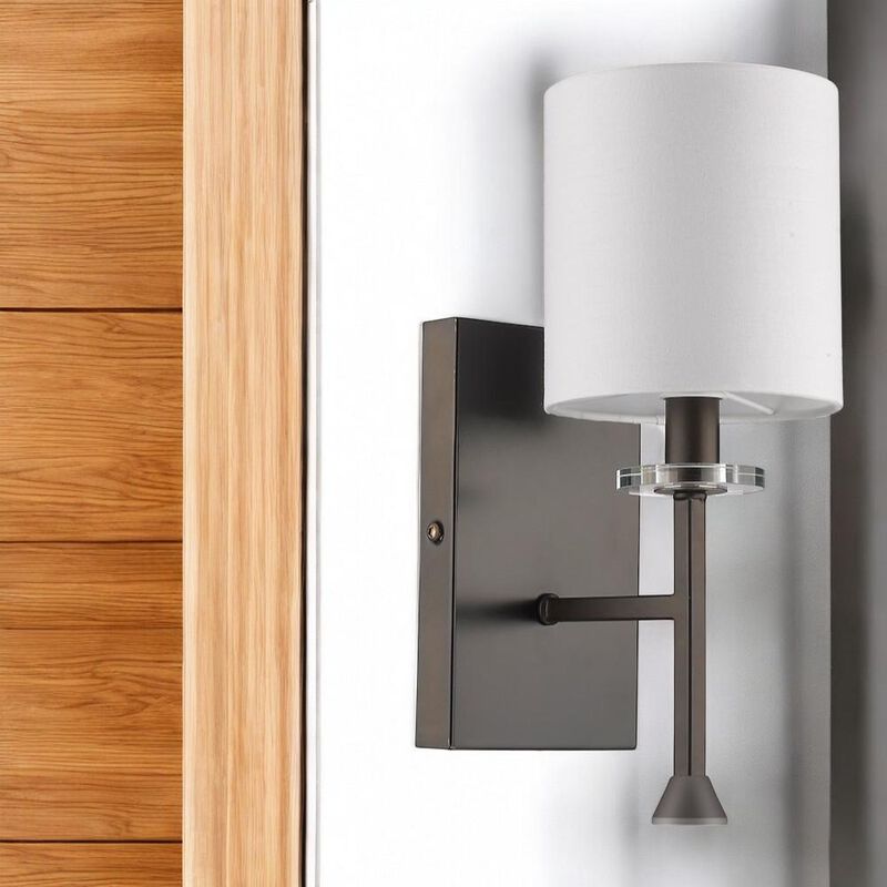Hivvago Minimalist Bronze Wall Sconce with Fabric Shade