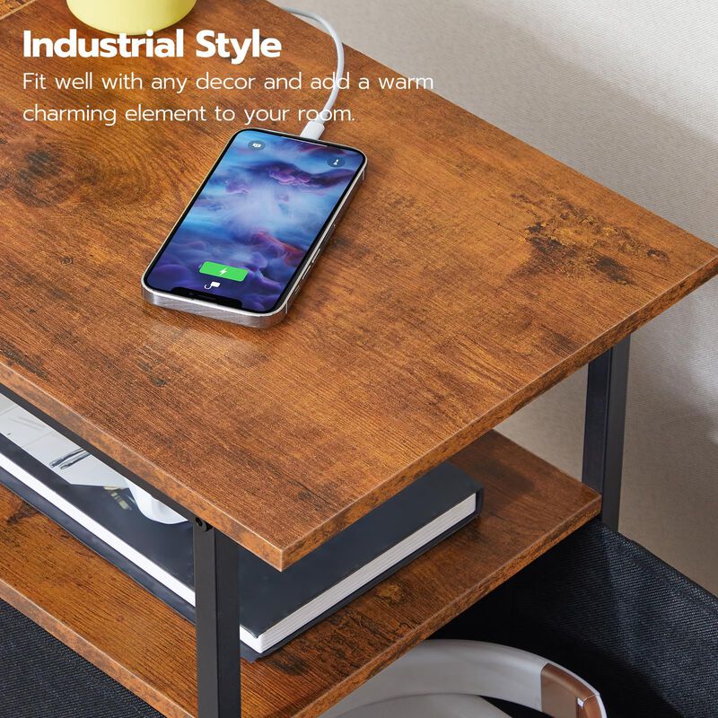 Set of 2 Side Tables with Charging Station, End Tables with Power Outlet image number 5