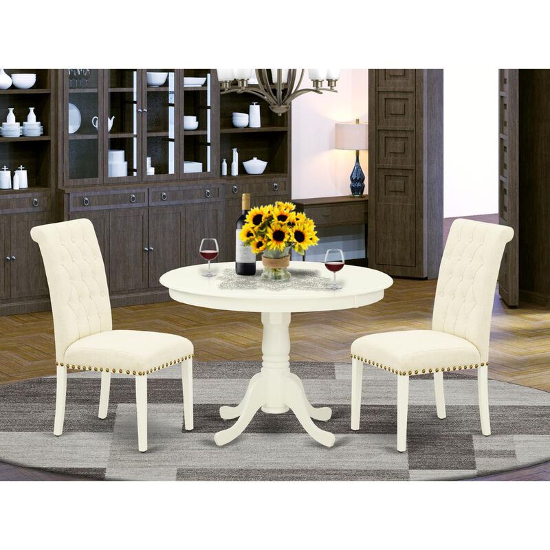 East West Furniture Dining Room Set Linen White