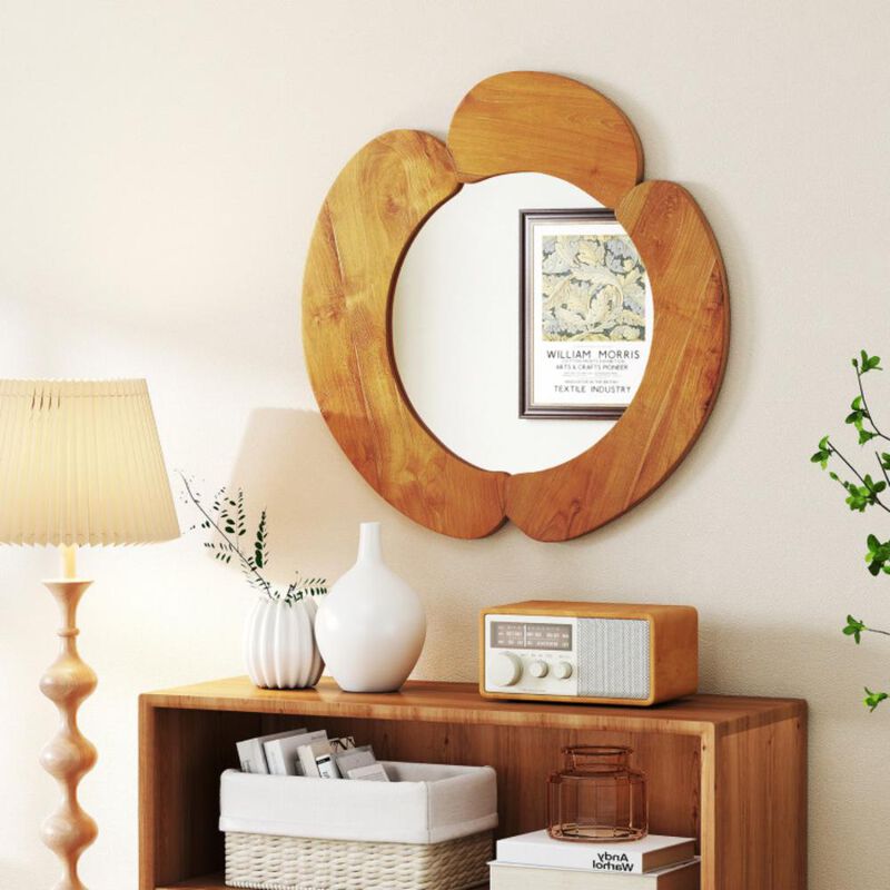 Hivvago Rustic Hanging Vanity Mirror with Teak Wood Frame