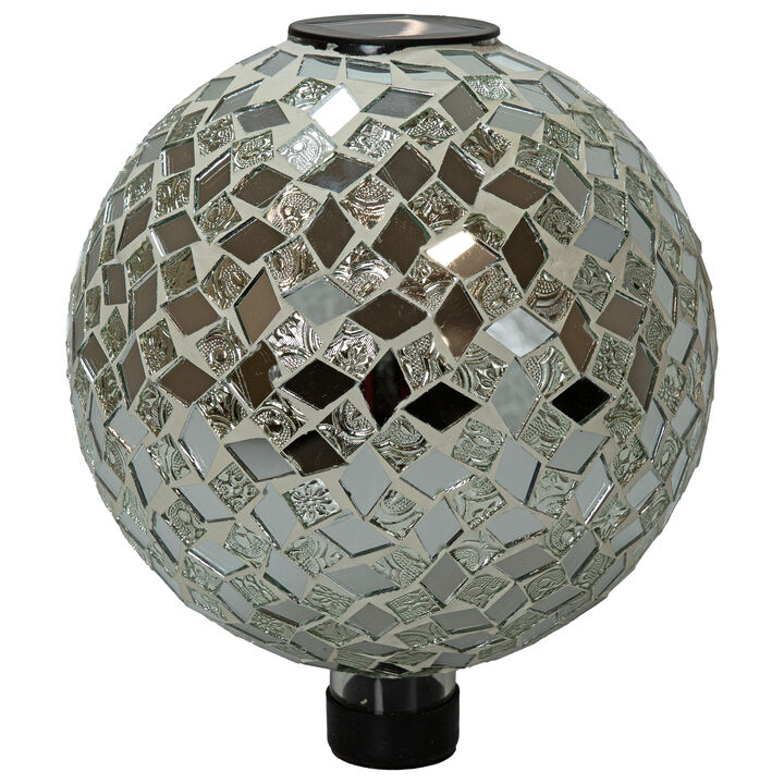 Sunnydaze Mirrored Diamond Gazing Ball with Solar Light - 10 in