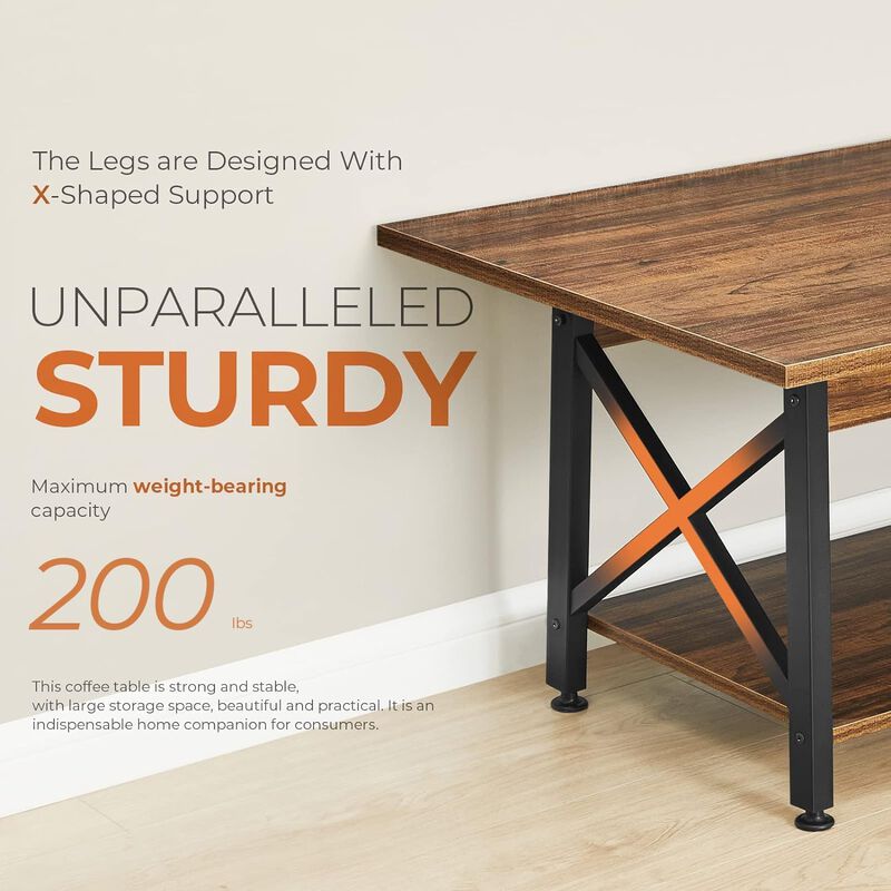 GreenForest Coffee Table with Storage, 39inch Modern Coffee Tables for Living Room, X-Frame Design Farmhouse Coffee Table Space